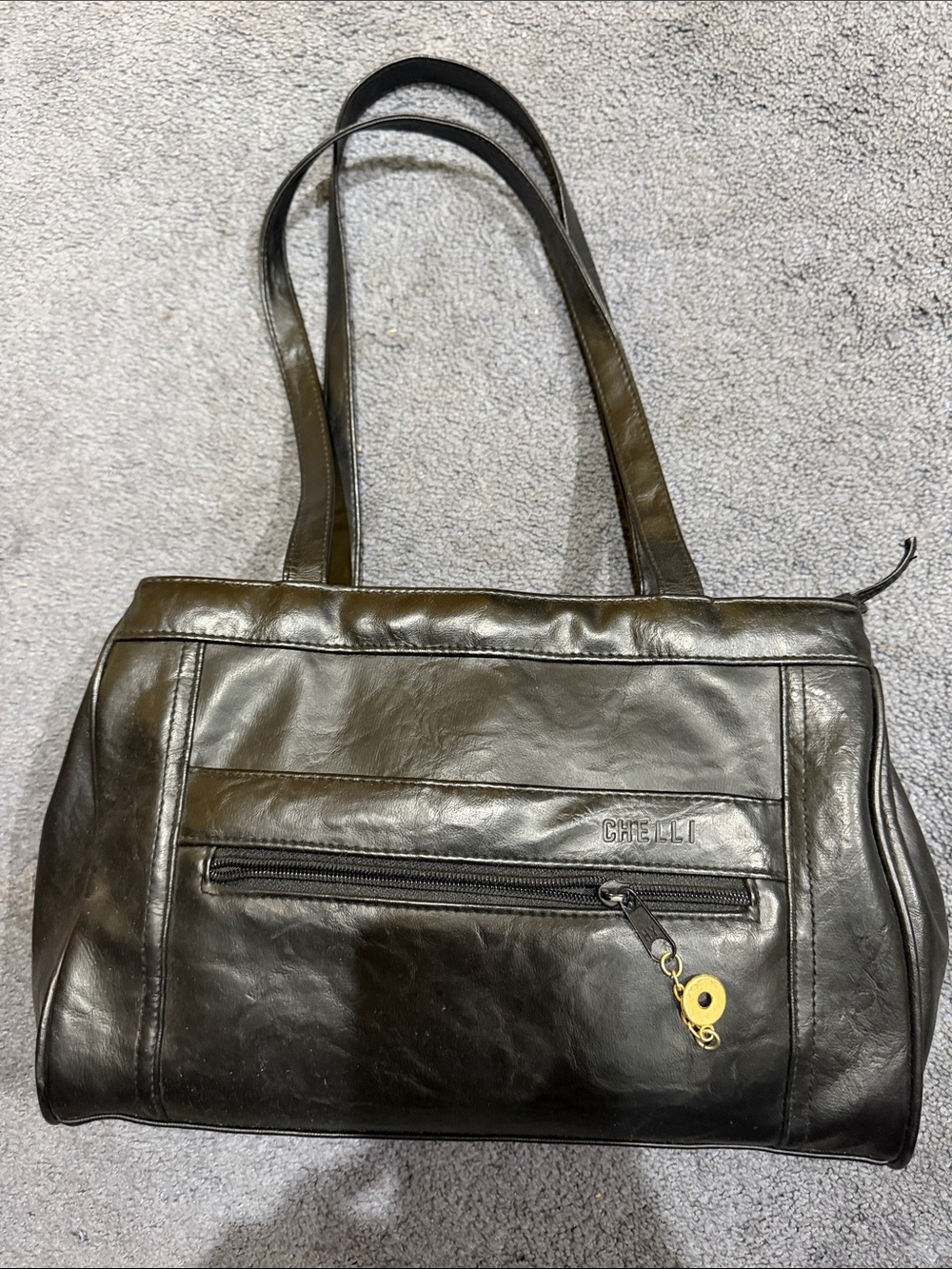 Black Leather Shoulder Bag -